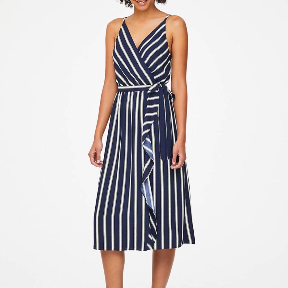 LOFT Outlet | Striped Midi Faux Wrap Dress *NWT*